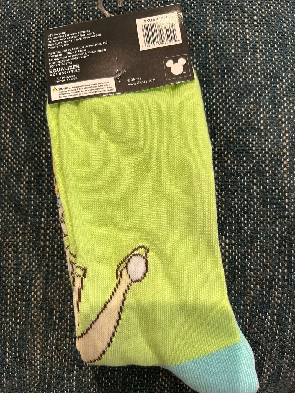 Disney Tinker Bell Crew Socks - Lime Green & Light Blue